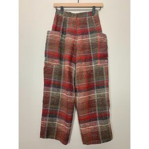 Vintage Plaid Sheer High Rise Crop Trousers